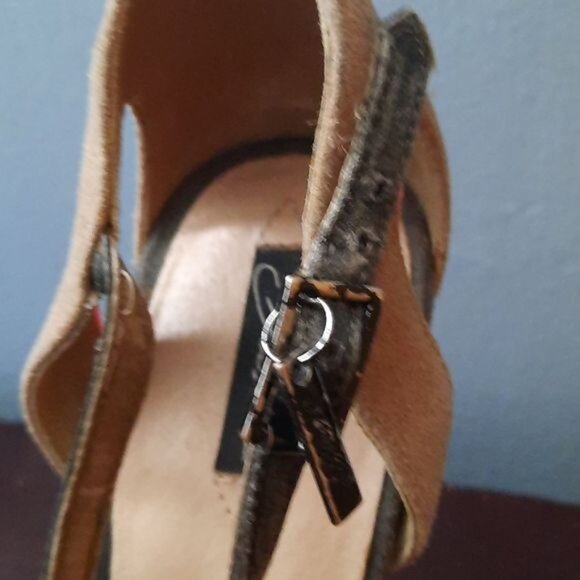 Diesel Leather Suede T Strap High Heel Sandal Size EU 39 US 8.5 - Picture 11 of 16